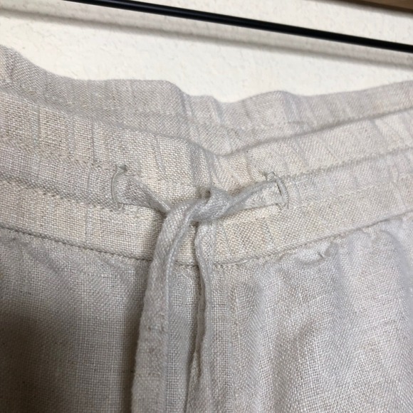 Talbots 100% Linen Drawstring Pants Women's 16P Beige Cropped Relaxed Fit Casual - Picture 10 of 16